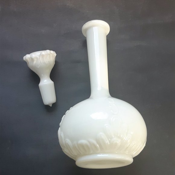 Milk Glass Victorian Decanter Apothecary Barber Bottle with Stopper Antique 11" - Picture 2 of 12